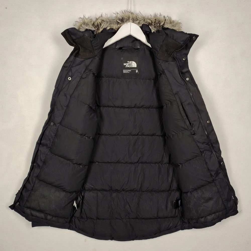 The North Face Mens XS Black Hooded Insulated Parka Faux Fur Trim Down Coat